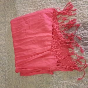 Hot Pink Scarf With Fringe